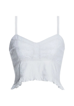 Agua Bendita Angel ruffle crop top - White