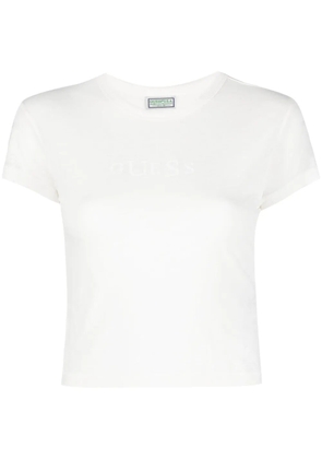 GUESS USA logo-print cropped T-shirt - White