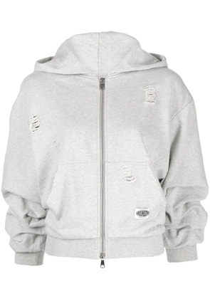 Ground Zero distressed zip-front hoodie - Grey
