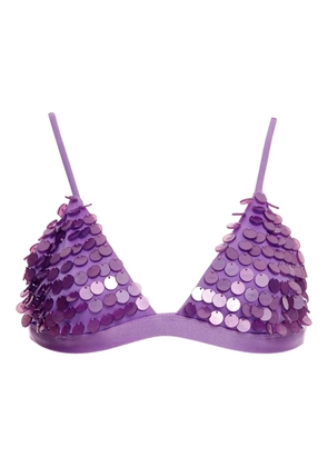 Agua Bendita Lisa sequin-embellished triangle bikini top - Pink