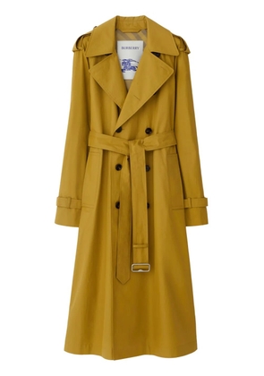 Burberry long gabardine cotton trench coat - Yellow