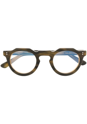 Lesca tortoiseshell-effect round-frame glasses - Green
