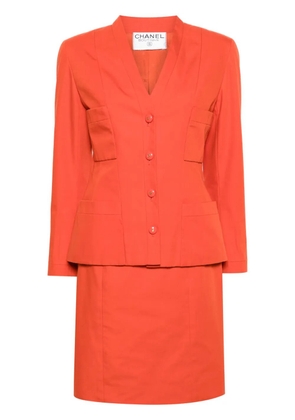 CHANEL Pre-Owned 1990s canvas skirt suit - Orange