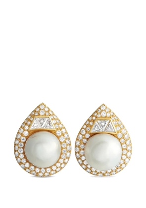 LB Exclusive diamond and pearl pear-shaped earrings - Gold