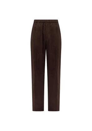 Laneus elasticated-waistband front-pleat trousers - Brown
