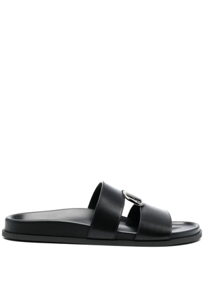 Valentino Garavani logo-plaque calf leather sandals - Black