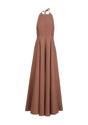 Brunello Cucinelli poplin halterneck maxi dress - Brown