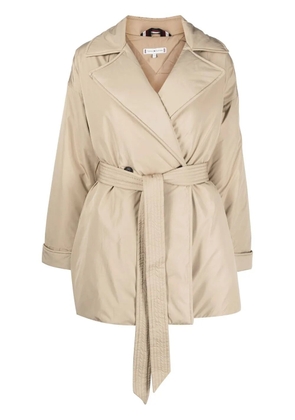 Tommy Hilfiger tie-fastening puffer jacket - Brown