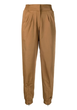 Nike logo-embroidered pleated high-waisted trousers - Brown