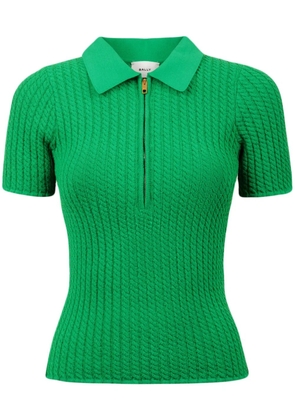 Bally cable-knit zipped polo shirt - Green