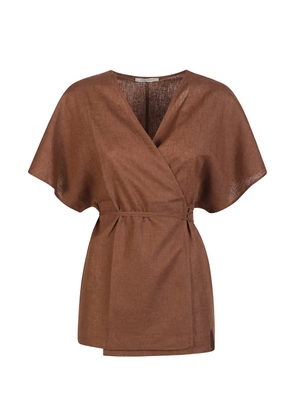 HINNOMINATE tie-waist short-sleeve top - Brown