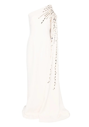 JEAN-LOUIS SABAJI crystal-embellished crepe dress - White