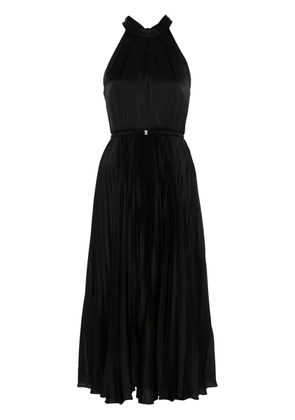 NISSA pleated satin midi dress - Black