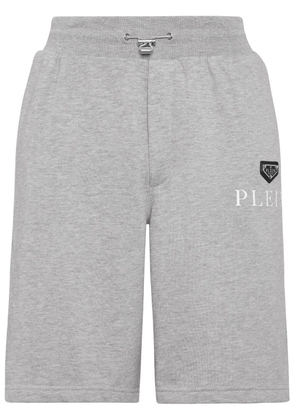 Philipp Plein logo-plaque cotton-blend shorts - Grey