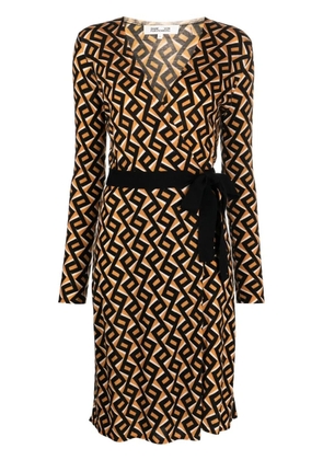 DVF Diane von Furstenberg zig-zag print wrap dress - Brown