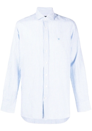 Hackett Bengal stripe-pattern linen-blend shirt - Blue