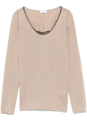 Brunello Cucinelli bead-trim top - Neutrals