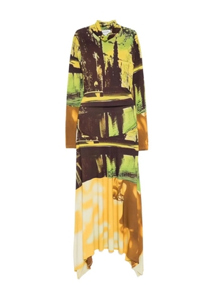 Monse midi printed jersey handkerchief-hem dress - Brown