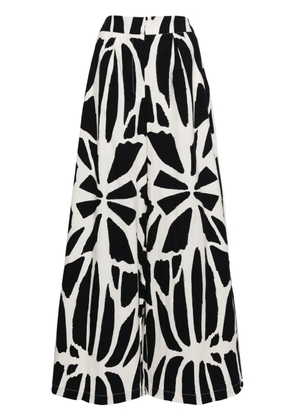 PatBO graphic-print wide-leg cotton trousers - White