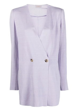 MRZ double-breasted linen coat - Purple