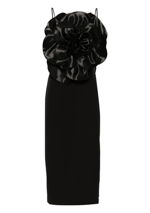 NISSA floral-appliqué dress - Black