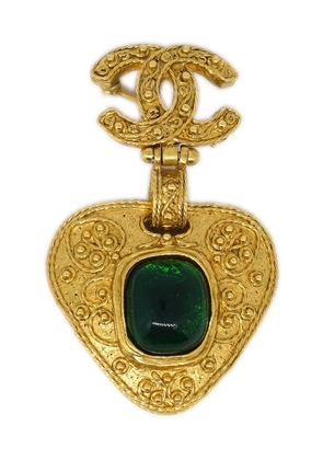 CHANEL Pre-Owned 1994 Gripoix gold-plated heart brooch