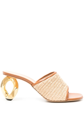 JW Anderson Chain-heel raffia-woven sandals - Brown