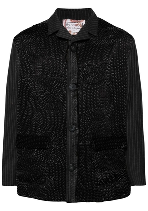 By Walid embroidered pinstriped shirt jacket - Black