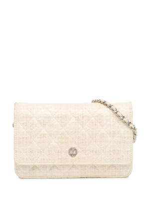 CHANEL Pre-Owned 2012-2013 CC Coated Tweed Wallet On Chain crossbody bag - White