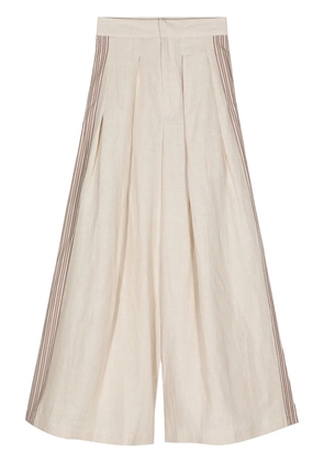 Biyan stripe-appliqué palazzo trousers - Neutrals
