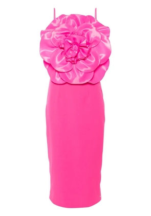 NISSA floral-appliqué crepe dress - Pink