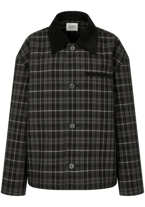 TOMBOY tartan check-pattern corduroy-collar jacket - Black