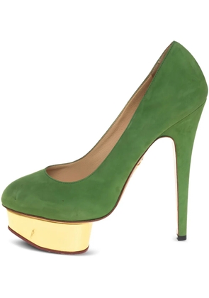 Charlotte Olympia Pre-owned 140mm suede platform pumps - Green