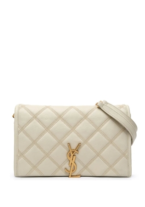 Saint Laurent Pre-Owned 2021 Quilted Lambskin Diamond Becky Chain Wallet shoulder bag - White