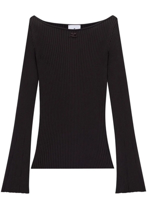 Courrèges boat-neck ribbed jumper - Brown