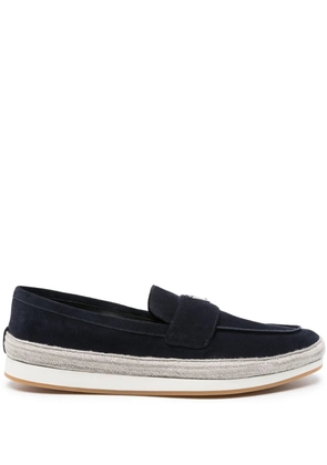 Prada enamel triangle-logo suede loafers - Blue