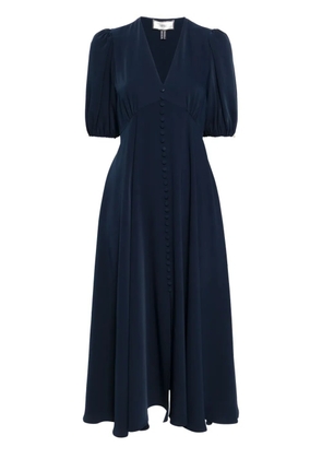 NISSA decorative-buttons flared midi dress - Blue