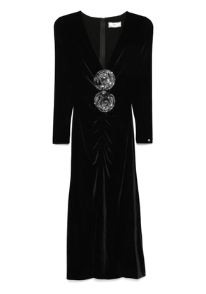 NISSA velvet midi dress - Black