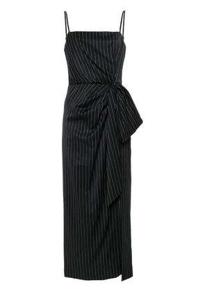 MSGM pinstripe knotted-waist midi dress - Blue