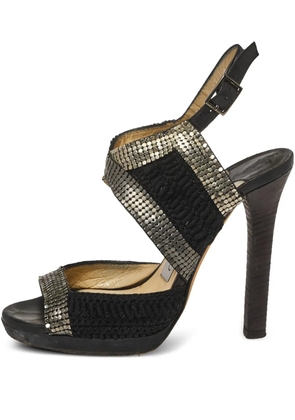 Jimmy Choo Pre-Owned 120mm mesh-detailed sandals - Black
