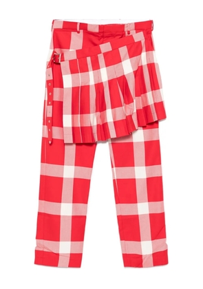 Charles Jeffrey Loverboy pleated-panel checked trousers - Red
