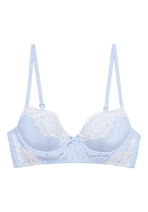 Fleur Du Mal striped lace-detail bra - Blue