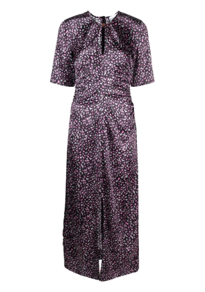 GANNI floral-print silk dress - Black