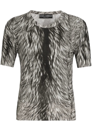Dolce & Gabbana fur-print top - White