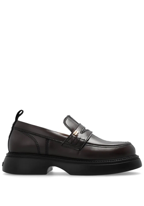GANNI logo-plaque loafers - Brown