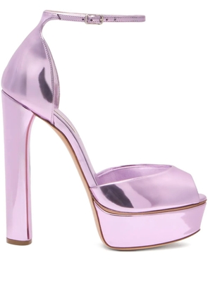 Casadei 140mm Flora Intestellar metallic platform heeled sandals - Pink