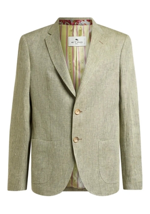 ETRO chevron-motif single-breasted linen jacket - Green