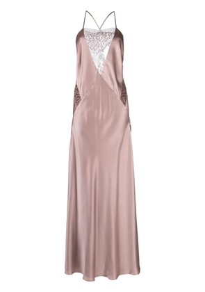 Michelle Mason lace-inset gown long sleeveless dress - Pink