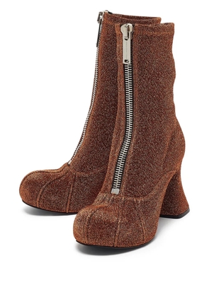 Stella McCartney Pre-Owned 100mm glitter zip ankle boots - Brown