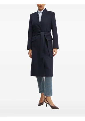 Karl Lagerfeld pinstripe belted coat - Blue